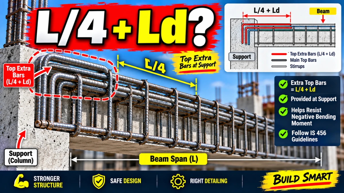 Beam Extra Bar Length Exact Formulas for Top and Bottom Bars