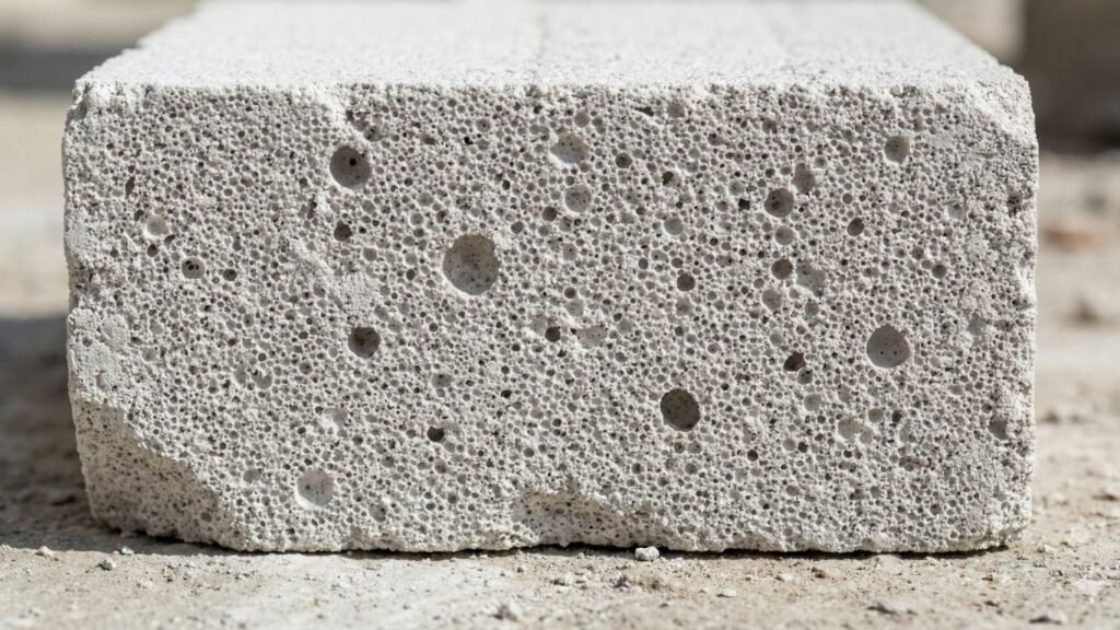 AAC block structure showing air bubbles inside AAC block structure showing air bubbles inside