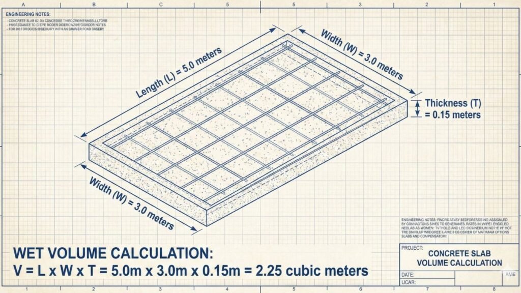 Wet Volume Calculation Of Concrete Slab