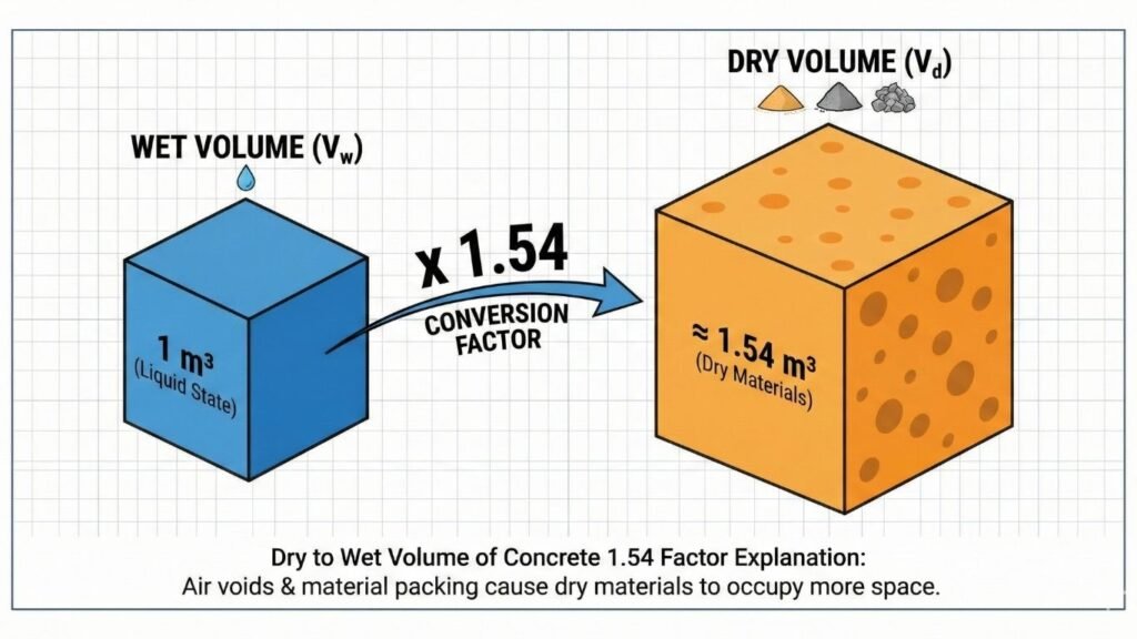 Dry To Wet Volume Of Concrete Formula Explained 2 Dry To Wet Volume Of Concrete 1.54 Factor Explanation